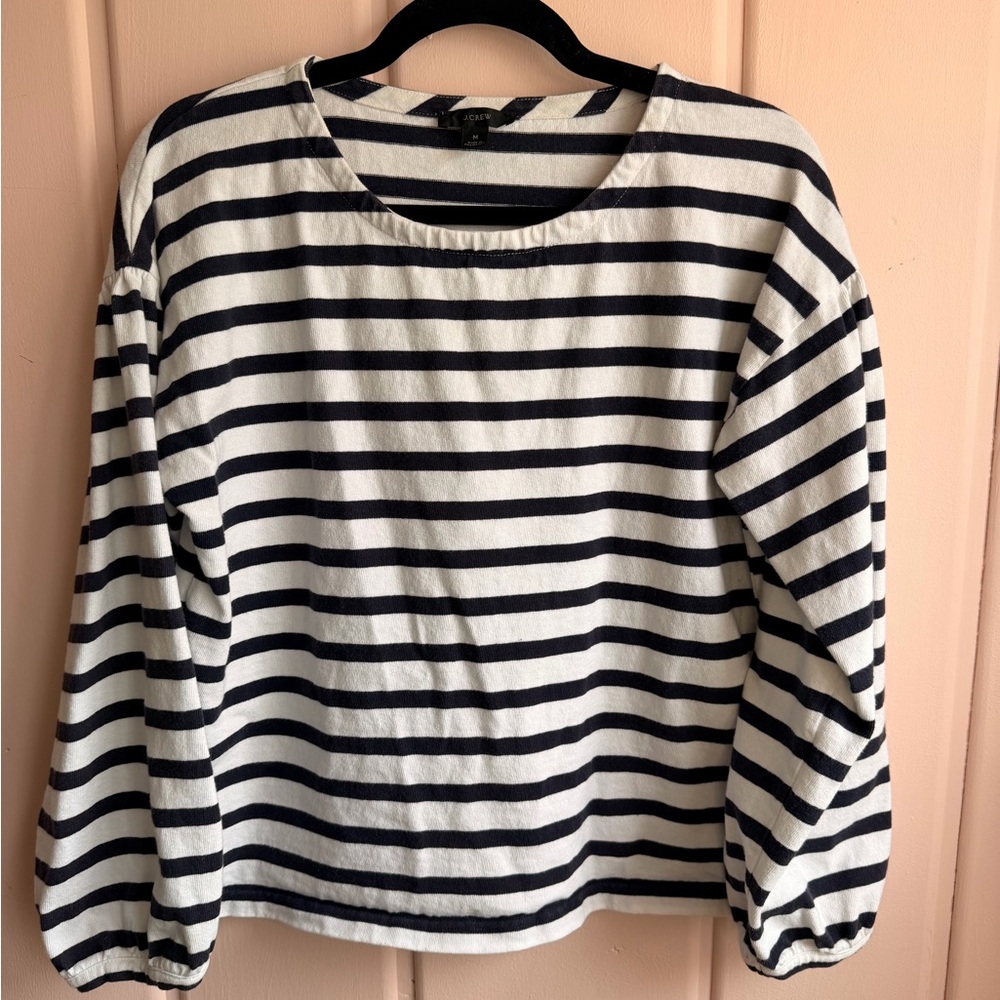 J. Crew Women's Puff Sleeve Long Sleeve Striped Top SzM